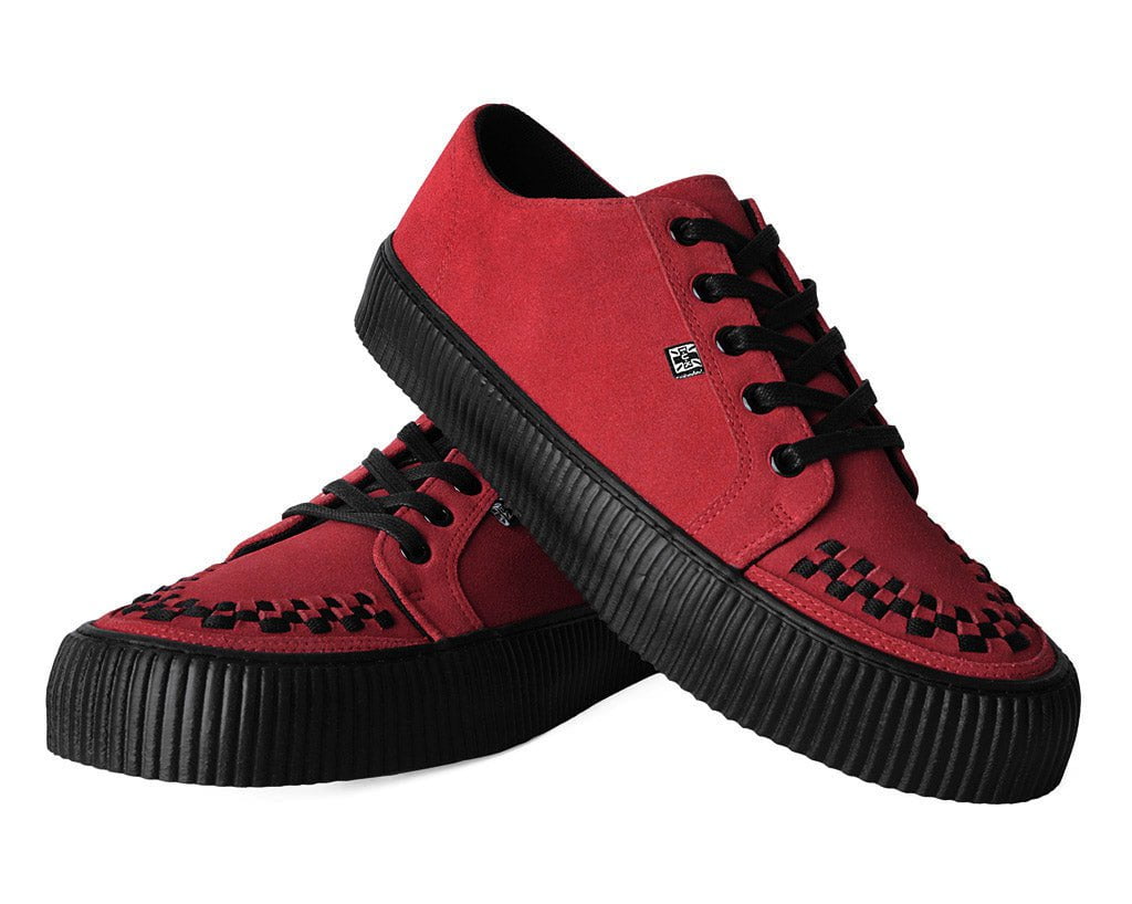 T.U.K. Shoes A3316 Red Suede Lace-Up Creeper Sneaker