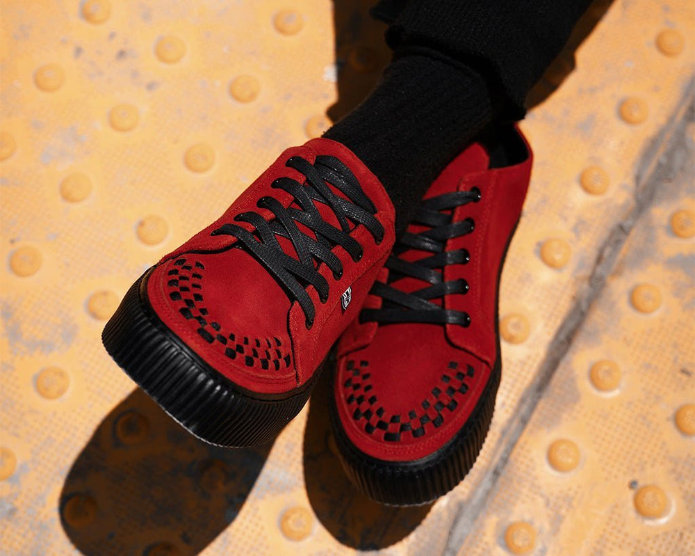 T.U.K. Shoes A3316 Red Suede Lace-Up Creeper Sneaker
