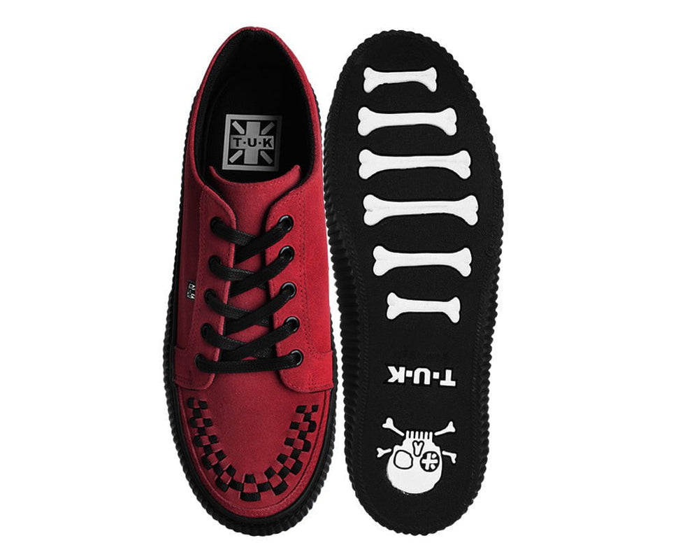 T.U.K. Shoes A3316 Red Suede Lace-Up Creeper Sneaker