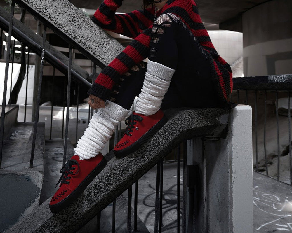 T.U.K. Shoes A3316 Red Suede Lace-Up Creeper Sneaker