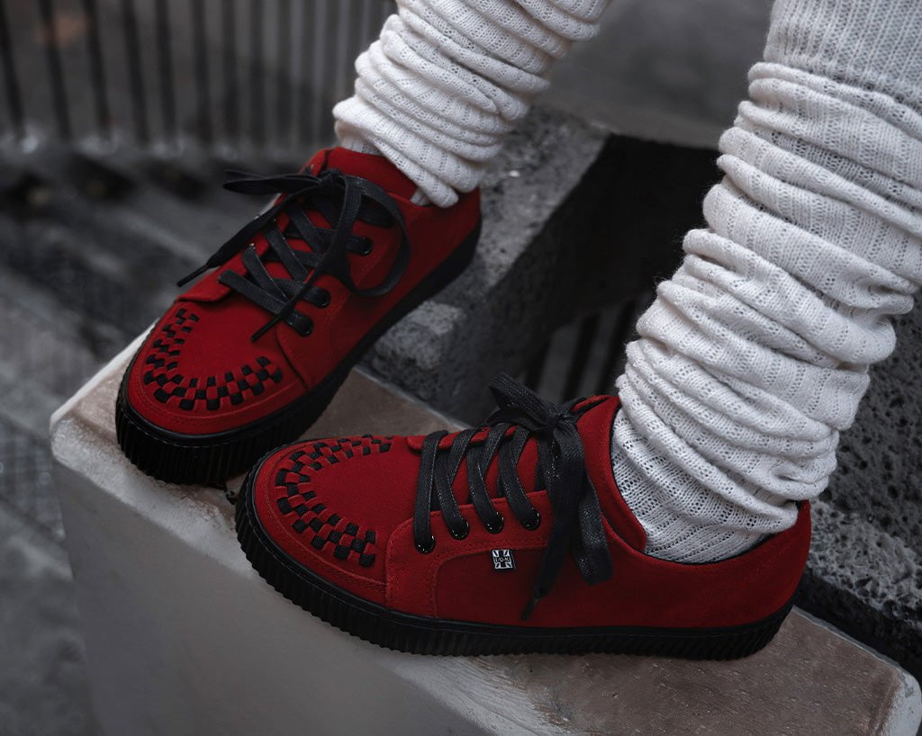 T.U.K. Shoes A3316 Red Suede Lace-Up Creeper Sneaker