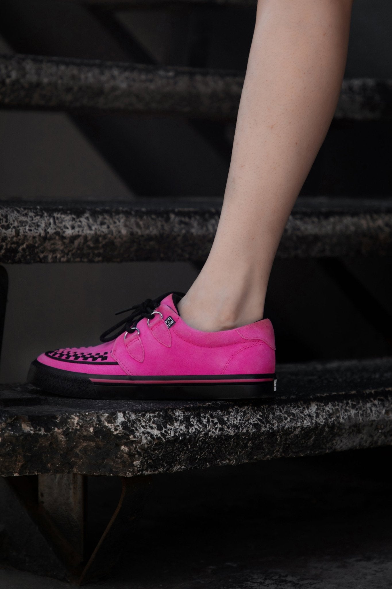 T.U.K. Shoes A3398 Neon Pink Suede Creeper Sneaker