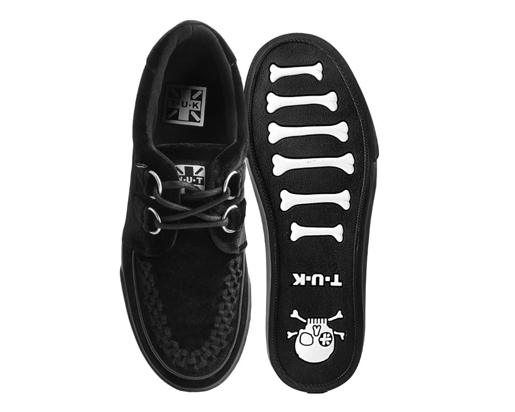 T.U.K. Shoes A9983 Black Velvet D-Ring Interlace Sneaker