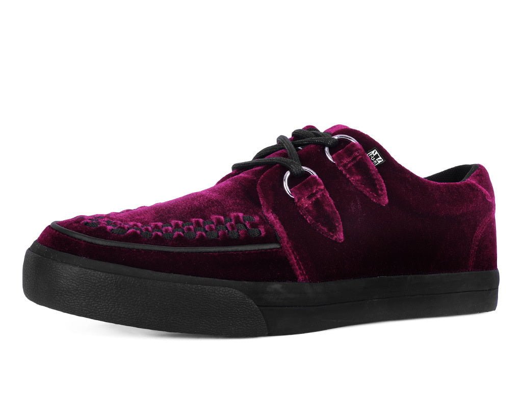 T.U.K. Shoes A3280 Burgundy Velvet D-Ring Interlace Sneaker