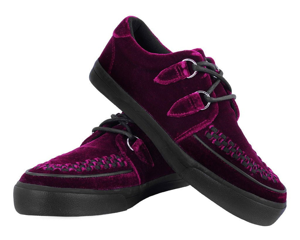 T.U.K. Shoes A3280 Burgundy Velvet D-Ring Interlace Sneaker