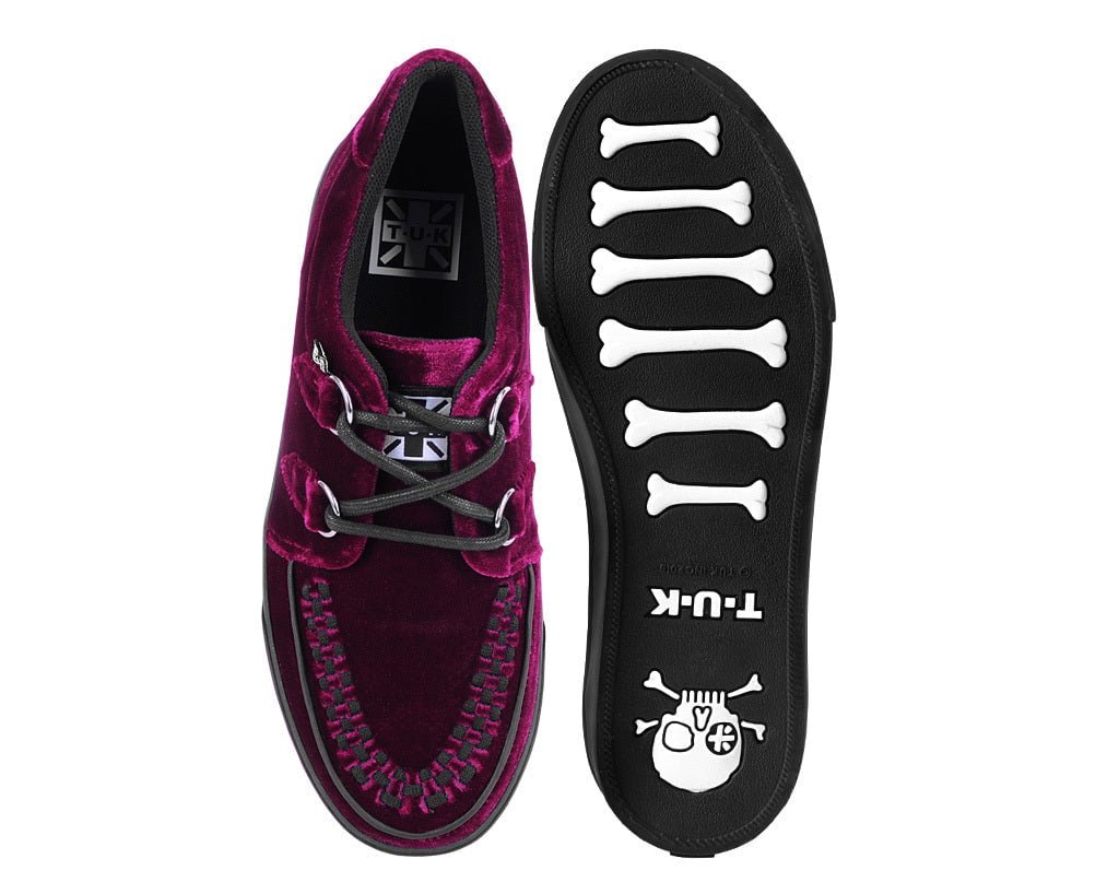 T.U.K. Shoes A3280 Burgundy Velvet D-Ring Interlace Sneaker