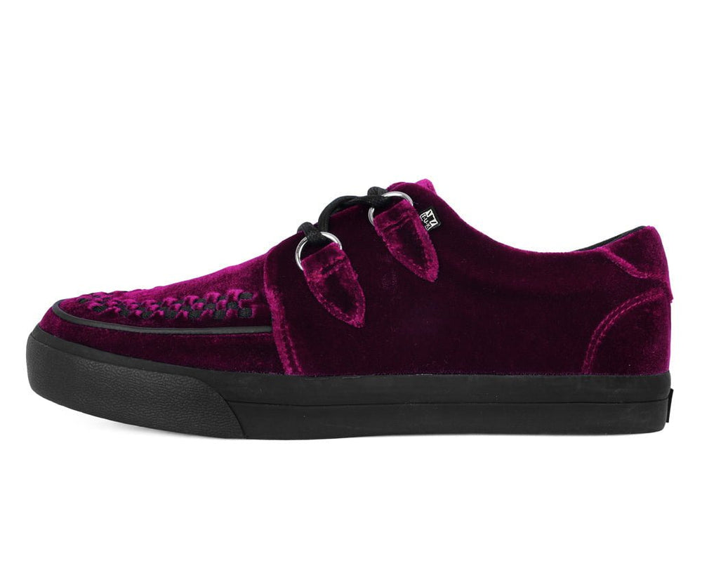 T.U.K. Shoes A3280 Burgundy Velvet D-Ring Interlace Sneaker