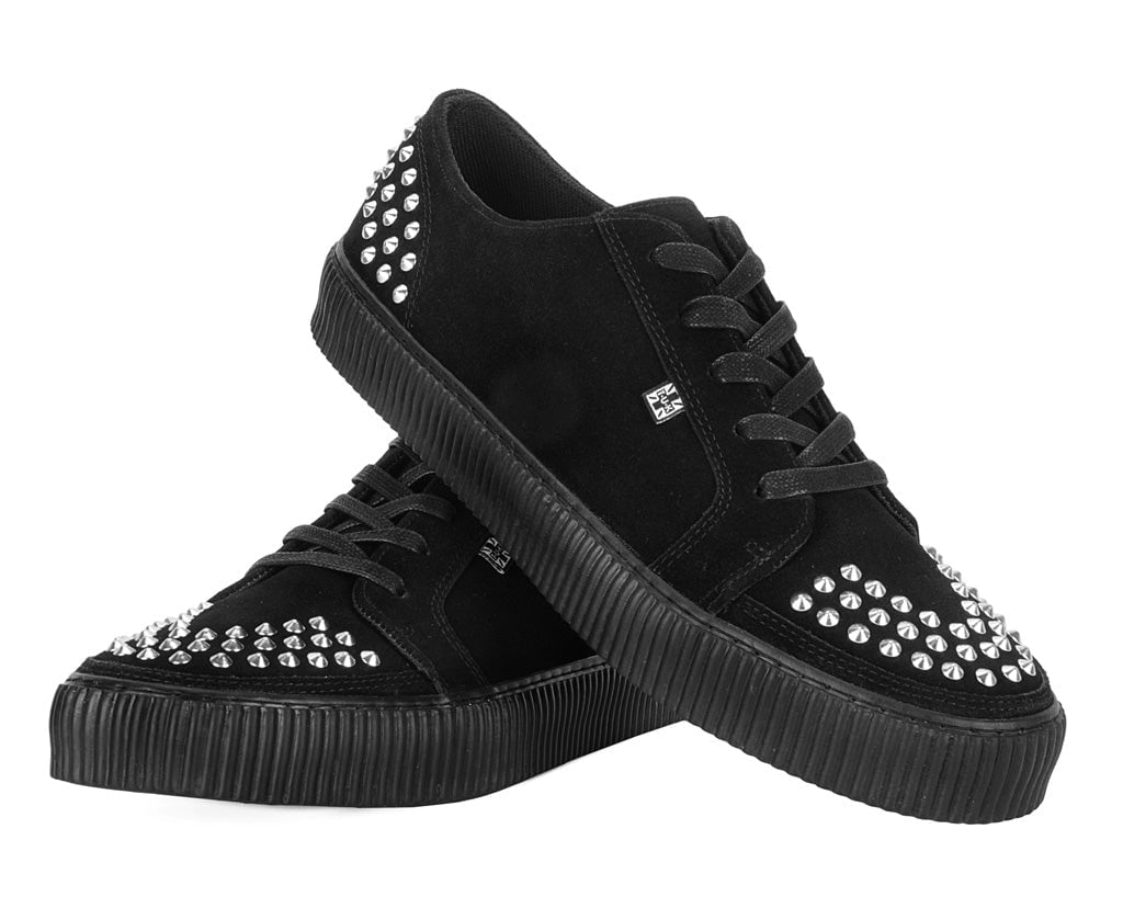T.U.K. Shoes A3353 Black Suede Studded Creeper Sneaker