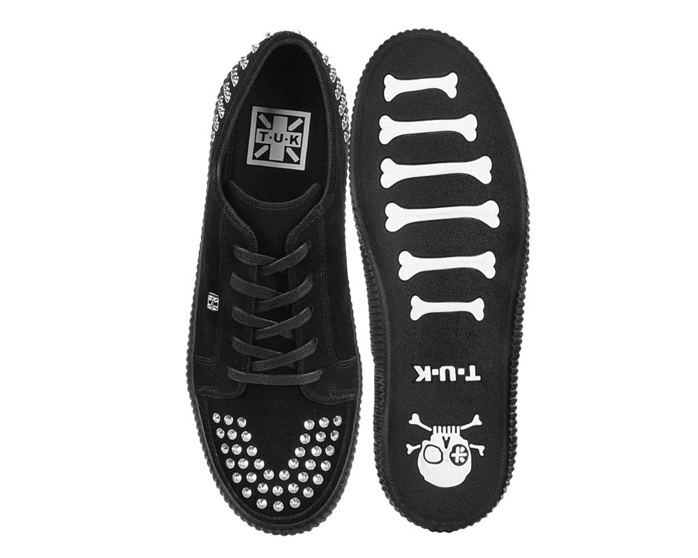 T.U.K. Shoes A3353 Black Suede Studded Creeper Sneaker