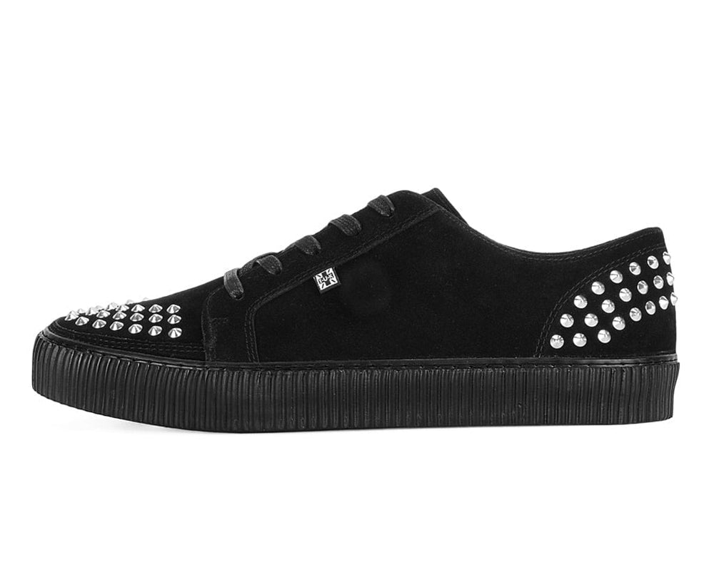 T.U.K. Shoes A3353 Black Suede Studded Creeper Sneaker