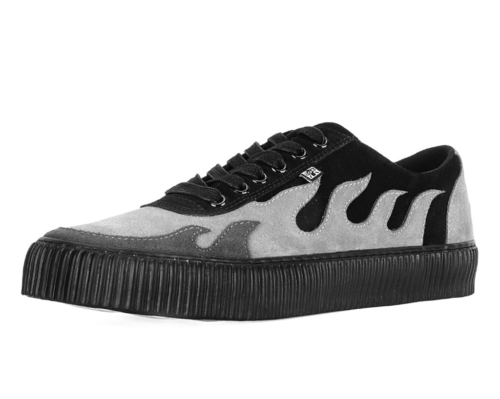 T.U.K. Shoes A3350 Black & Grey Suede Flame Creeper Sneaker