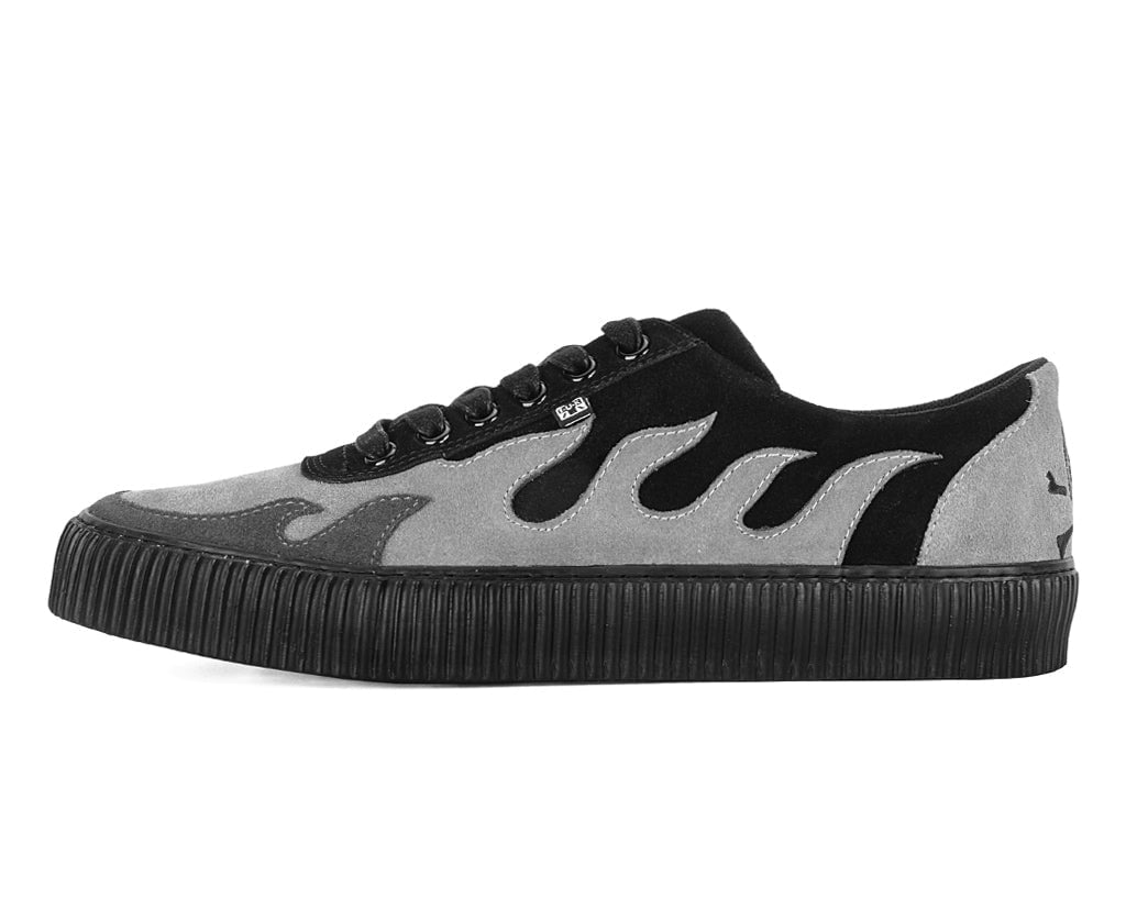 T.U.K. Shoes A3350 Black & Grey Suede Flame Creeper Sneaker