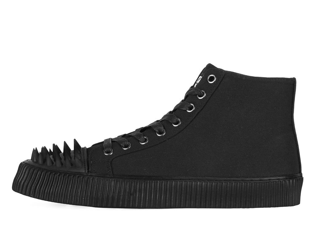 T.U.K. Shoes A3429 Black Twill Spiked Toe 8 Eye Sneaker Boot