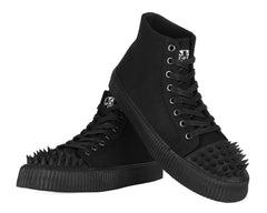 T.U.K. Shoes A3429 Black Twill Spiked Toe 8 Eye Sneaker Boot