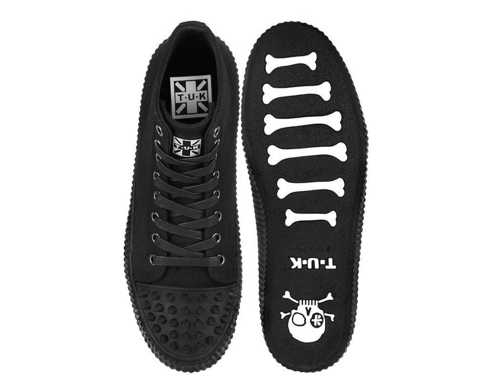 T.U.K. Shoes A3429 Black Twill Spiked Toe 8 Eye Sneaker Boot