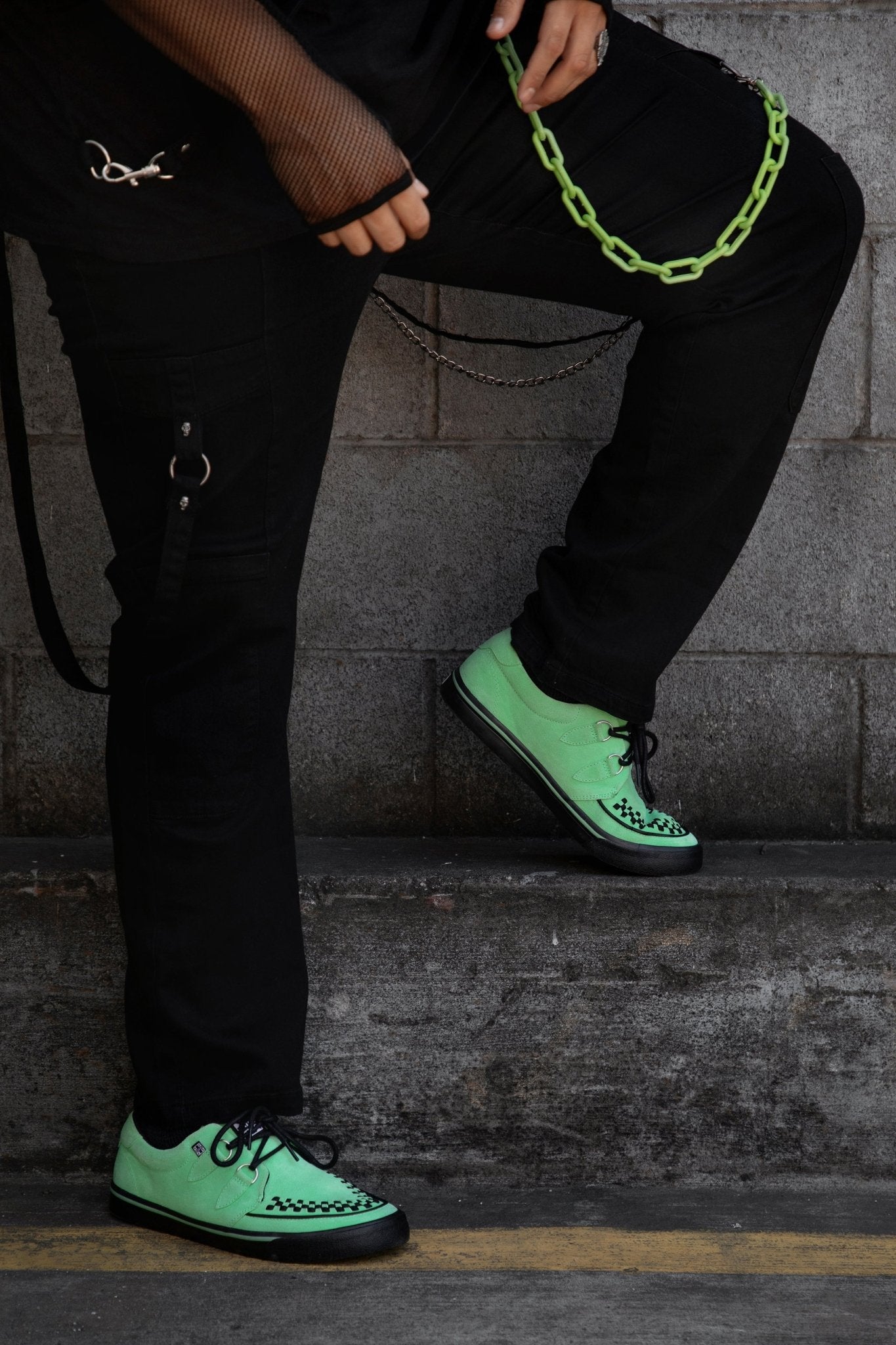 T.U.K. Shoes A3397 Neon Green Suede Creeper Sneaker