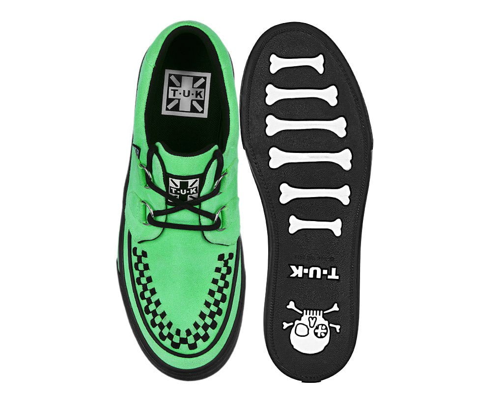 T.U.K. Shoes A3397 Neon Green Suede Creeper Sneaker