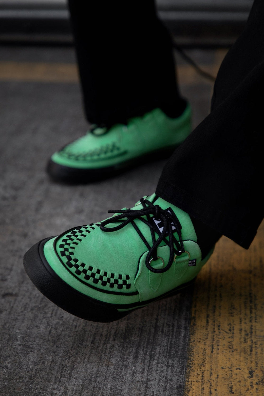 T.U.K. Shoes A3397 Neon Green Suede Creeper Sneaker
