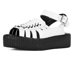 T.U.K. Shoes V3359L White Leather Interlace Viva Mondo Sandal