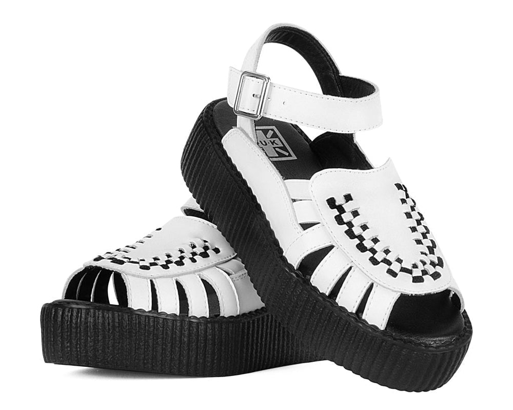 T.U.K. Shoes V3359L White Leather Interlace Viva Mondo Sandal