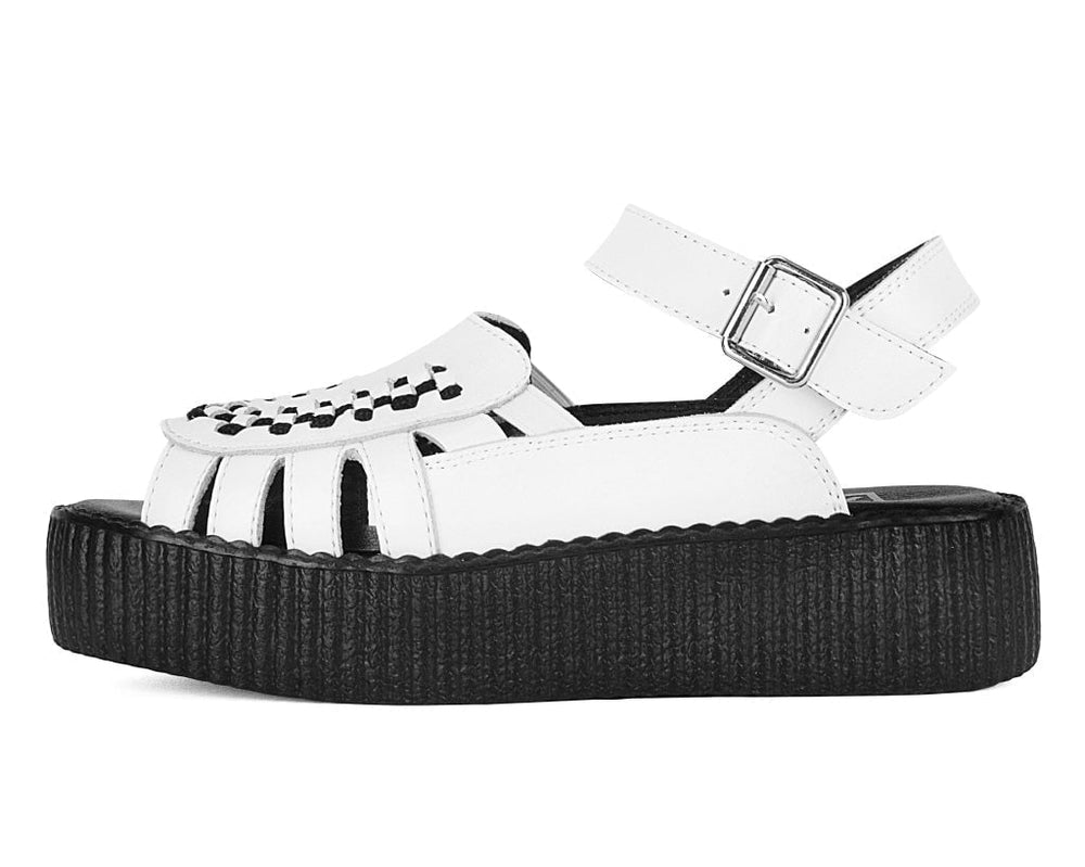 T.U.K. Shoes V3359L White Leather Interlace Viva Mondo Sandal