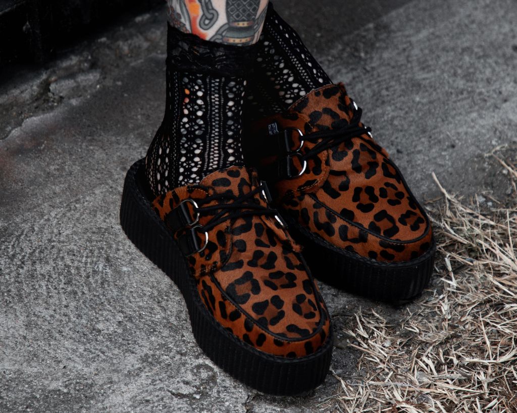 T.U.K. Shoes V3356L Leopard Print Creeper Mule