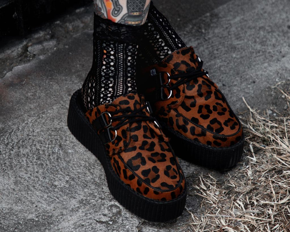 T.U.K. Shoes V3356L Leopard Print Creeper Mule