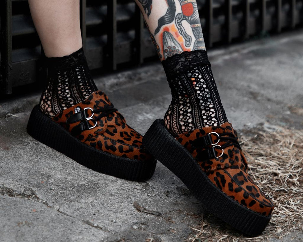 T.U.K. Shoes V3356L Leopard Print Creeper Mule