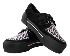 T.U.K. Shoes A3137 Black & Leopard Suede Platform Creeper Sneaker