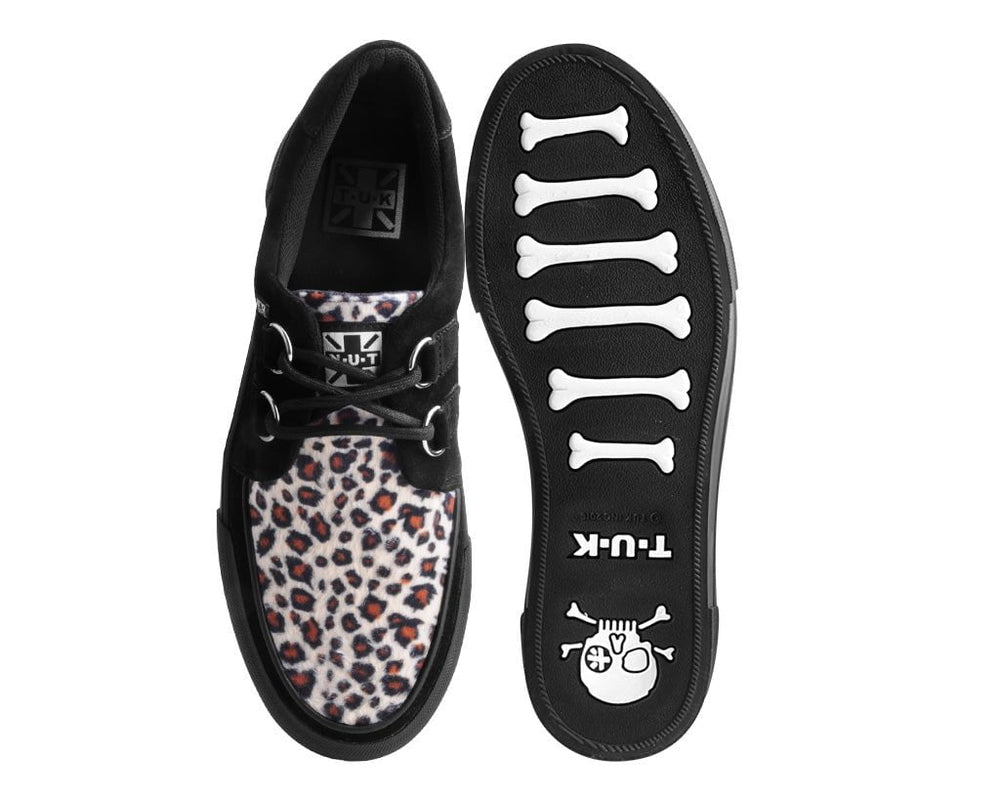 T.U.K. Shoes A3137 Black & Leopard Suede Platform Creeper Sneaker