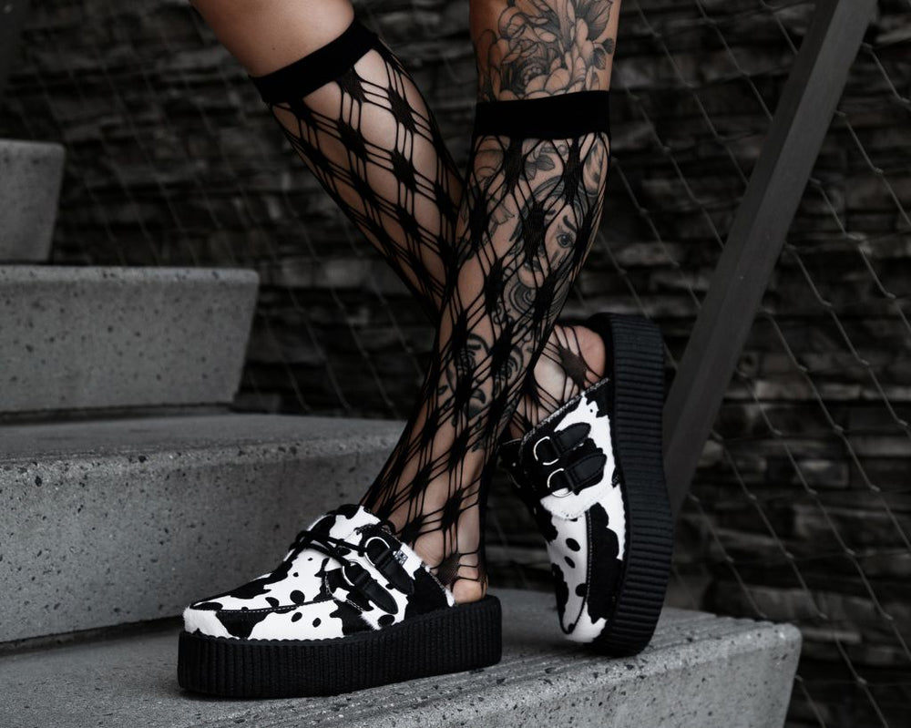 T.U.K. Shoes V3357L Cow Print Creeper Mule
