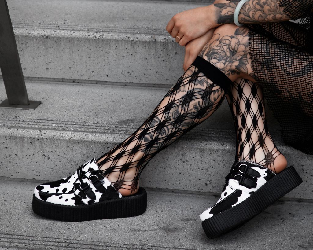 T.U.K. Shoes V3357L Cow Print Creeper Mule