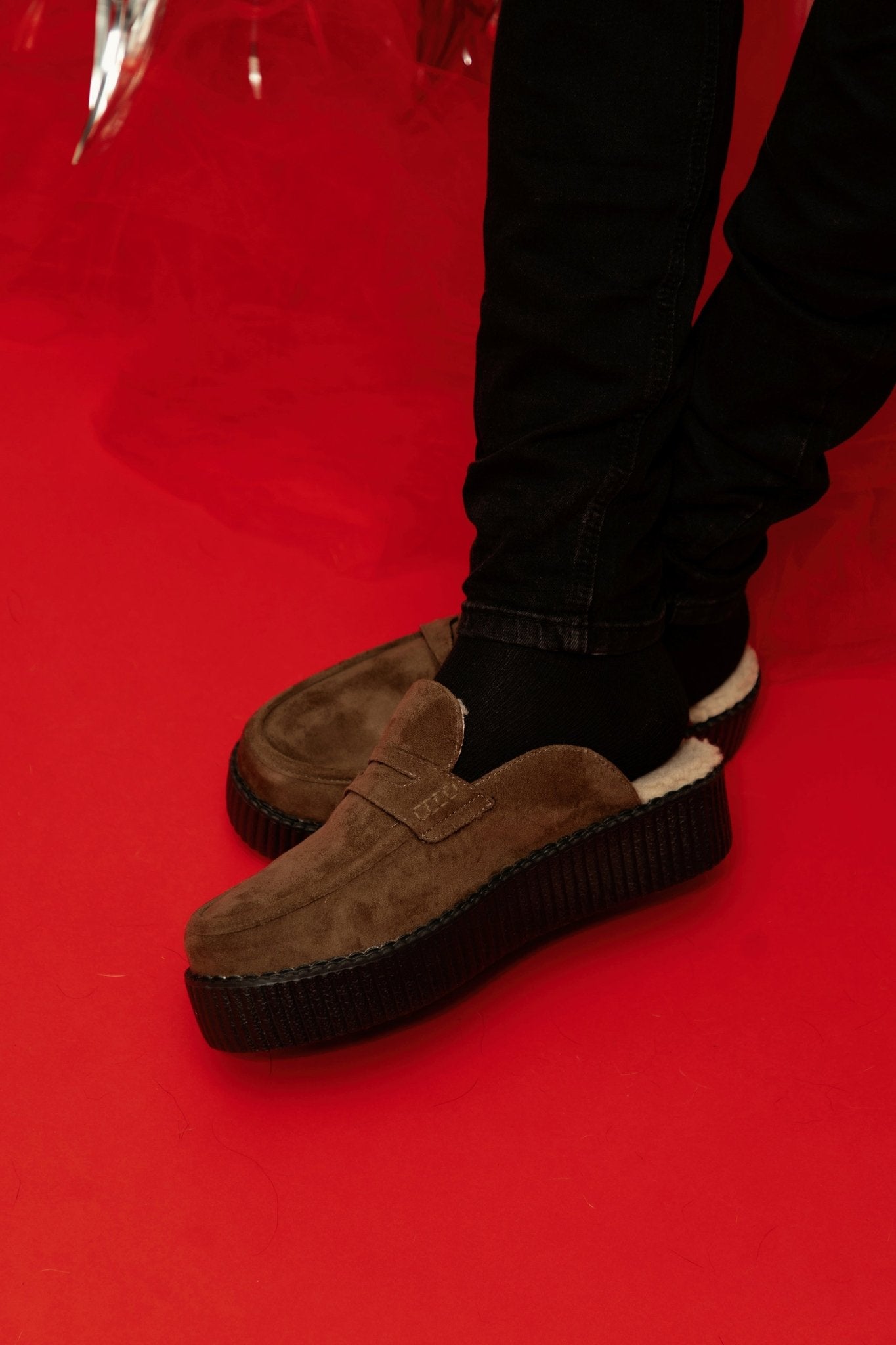 T.U.K. Shoes V3443 Brown Plush Lined Creeper Mule