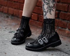 T.U.K. Shoes A3363L Black Leather 2-Buckle Kitty Mary Jane