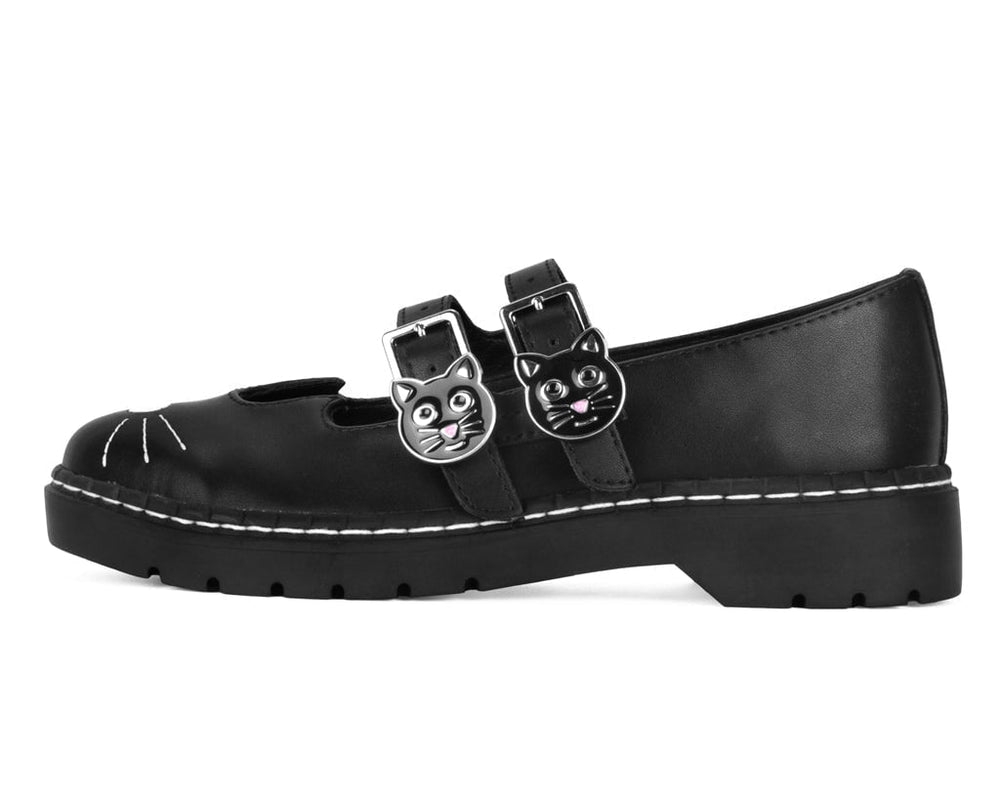 T.U.K. Shoes A3363L Black Leather 2-Buckle Kitty Mary Jane