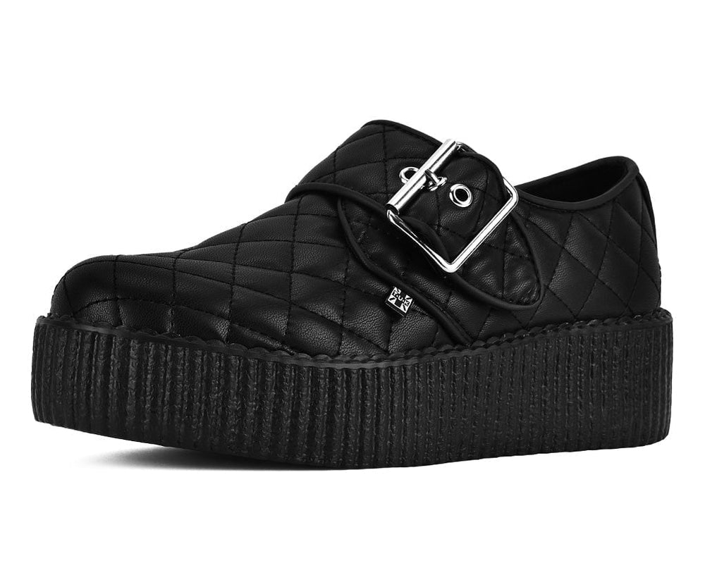 T.U.K. Shoes V3301 Black TUKskin Quilted Buckle Viva Mondo Creeper