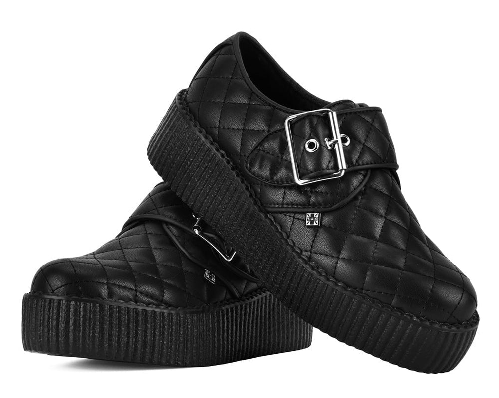 T.U.K. Shoes V3301 Black TUKskin Quilted Buckle Viva Mondo Creeper