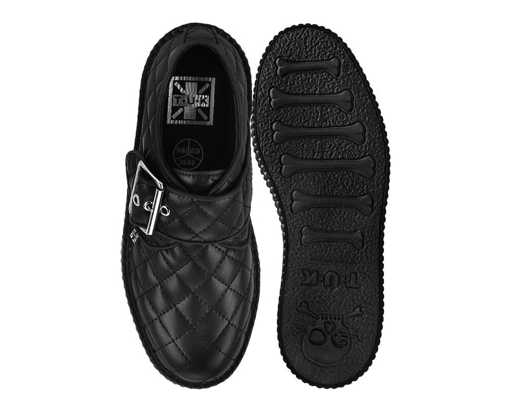 T.U.K. Shoes V3301 Black TUKskin Quilted Buckle Viva Mondo Creeper