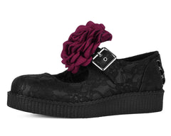 T.U.K. Shoes F3406L Black TUKskin Flower Lace Viva Low Mary Jane