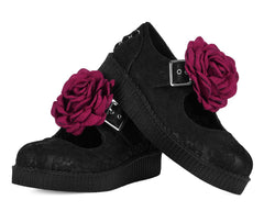 T.U.K. Shoes F3406L Black TUKskin Flower Lace Viva Low Mary Jane