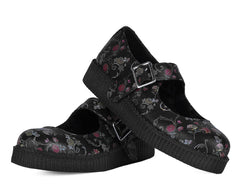 T.U.K. Shoes F3422L Black Floral Viva Low Mary Jane