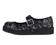 T.U.K. Shoes F3422L Black Floral Viva Low Mary Jane
