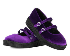 T.U.K. Shoes F3437L Purple Velvet 2-Strap Mary Jane