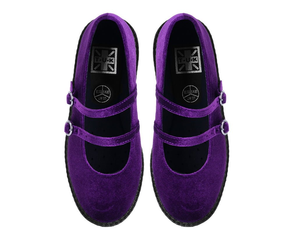 T.U.K. Shoes F3437L Purple Velvet 2-Strap Mary Jane