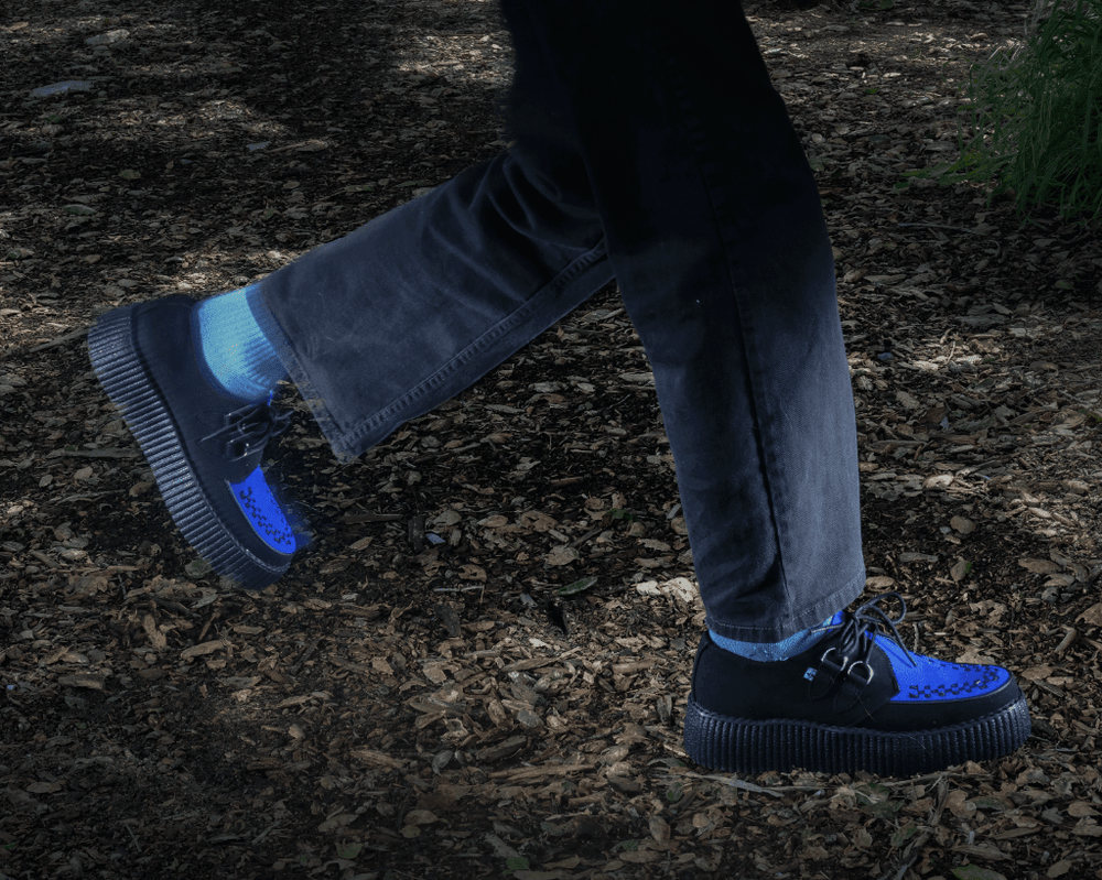 T.U.K. Shoes V3182 Black & Cobalt Blue Viva Mondo Creeper