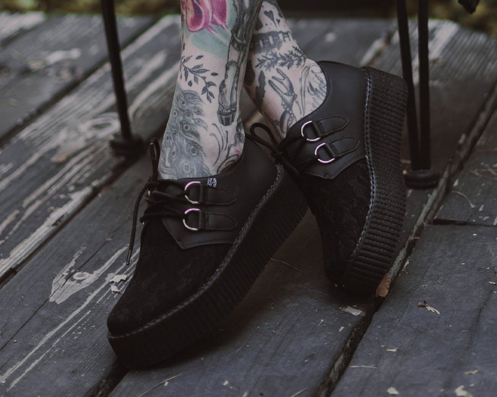 T.U.K. Shoes V3164 Black Lace Viva Mondo Creeper
