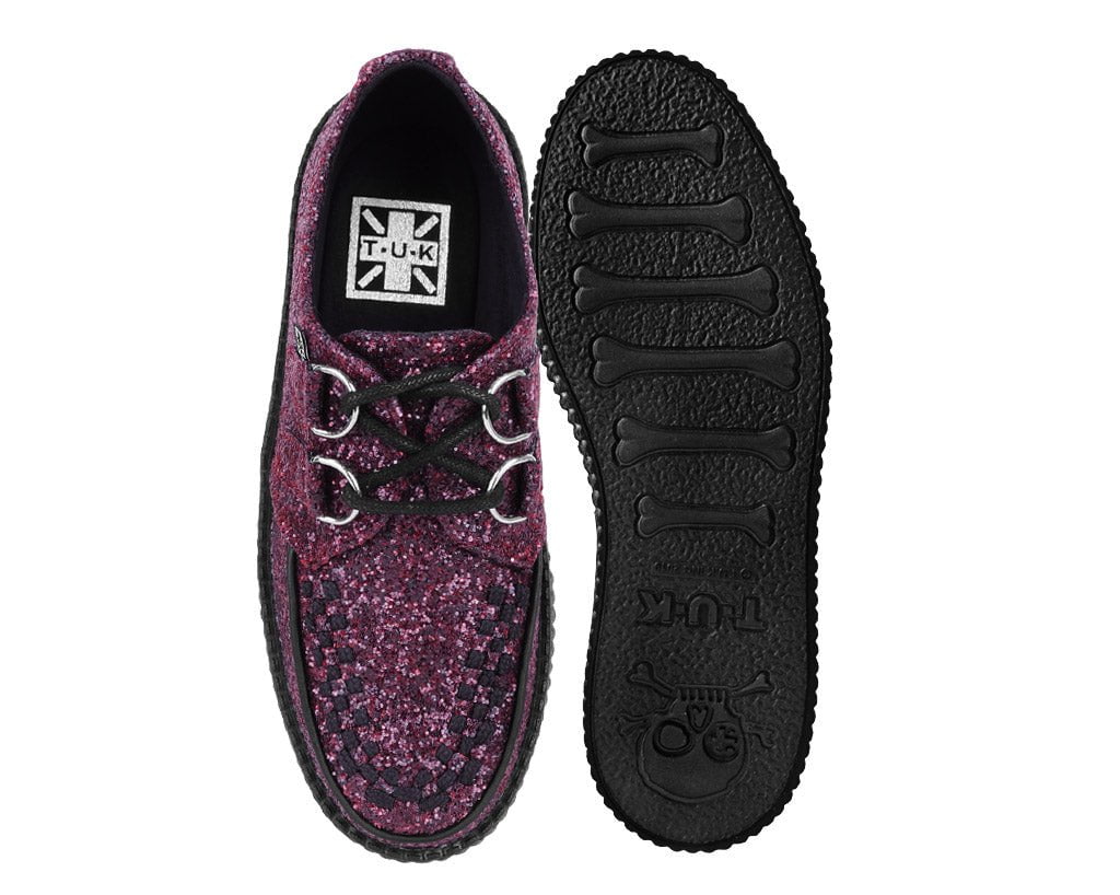 T.U.K. Shoes V3234 Burgundy Glitter Viva Mondo Creeper