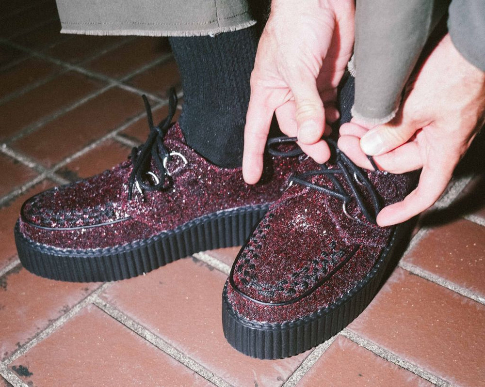 T.U.K. Shoes V3234 Burgundy Glitter Viva Mondo Creeper
