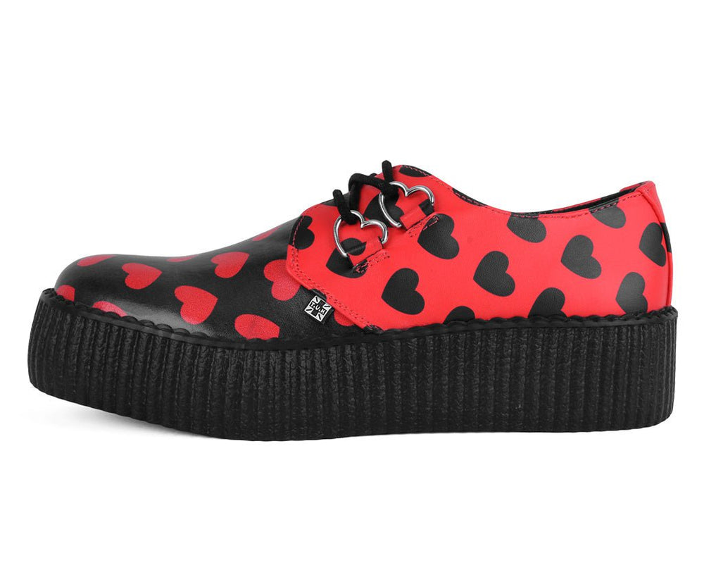 T.U.K. Shoes V3258 Black & Red Hearts Viva Mondo Creeper