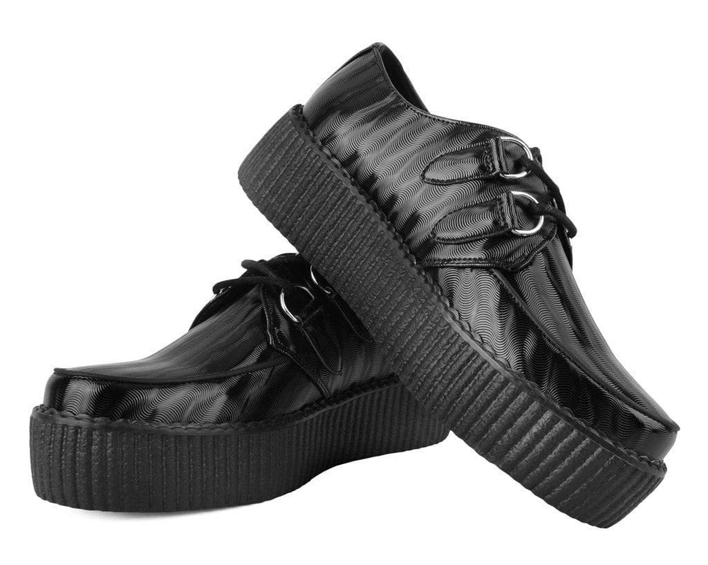 T.U.K. Shoes V3204 Black Wavy Patent Viva Mondo Creeper
